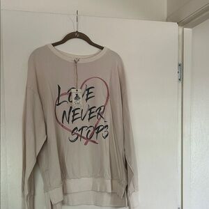 Easel Cream Sweatshirt with Black and Pink Print